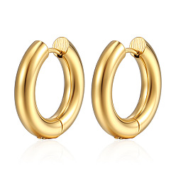 Золотой 304 обруч серьги из нержавеющей стали замке, золотые, 16x4 мм