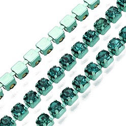 Изумруд Железо горный хрусталь чашка цепи, с катушкой, изумруд, 3x3x2.5 мм, Около 10 ярдов / рулон