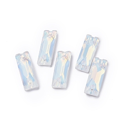 Белый Дым Прямоугольная форма с эффектом мокко, пришитая стразами, k 5 стеклянный страз, 2-отверстие ссылка, плоская спинка с покрытием, швейные украшения, серый, 21x7x4 мм, отверстие : 1 мм