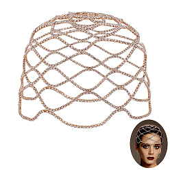 Золотой 1поликарбонатный сетчатый головной убор со стразами, Железная цепочка на голову, свадебные аксессуары для волос для женщин и девочек, золотые, 215x3.5 мм
