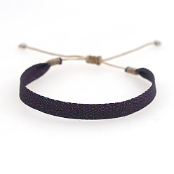 Noir Bracelets vintage bohèmes en cordon de coton tressé, Bracelets ethniques ajustables faits main, noir