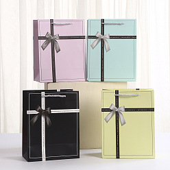 (52) Непрозрачная лаванда Бумажные пакеты ко Дню святого Валентина с бантом и веревочной ручкой, принадлежности для хранения подарков, прямоугольные, разноцветные, 18x10x23 см