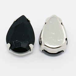 Реактивный Самолет Шить на горный хрусталь, стекло горный хрусталь, с настройками латуни, аксессуары для одежды, граненые, слеза, Платиновый металл, струя, 8x6x5 мм, отверстие : 0.8 мм