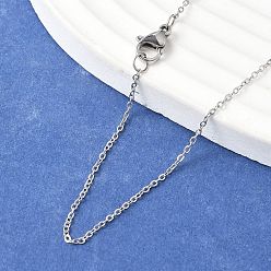 Нержавеющая Сталь Цвет Устойчивые к потускнению 304 ожерелья из нержавеющей стали с цепочкой, с карабин-лобстерами , цвет нержавеющей стали, 19.6 дюйм (50 см), 1 мм
