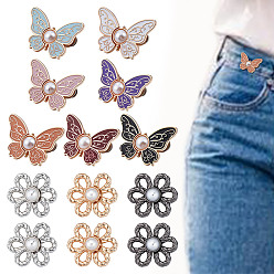 (52) Непрозрачная лаванда 10 стили пуговицы из сплава в виде цветов и бабочек, с имитацией жемчуга, разноцветные, 23.5~26x29~33x10~14.5 мм