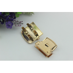Light Gold Застежки для кошелька с поворотным замком из цинкового сплава, квадратный, аксессуары для кошелька diy bag, золотой свет, 3x3.4x0.95 см