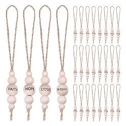 Бланшированный Миндаль 28 шт 4 стили рождественская тематика деревянные круглые бусины со словами подвесные украшения с джутовым шнуром, бланшированный миндаль, 165 мм, 7 шт / стиль