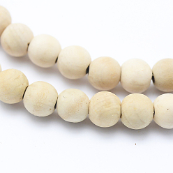 Wood Natural Wood  Beads Strands, Round, Dyed, 6mm, Hole: 1mm, about 64pcs/strand, 15.7 inch(40cm)