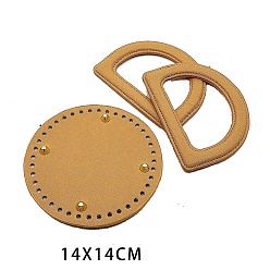 Перу D-образная ручка из искусственной кожи и плоское круглое дно сумки, Перу, 14 см, 13x10 см