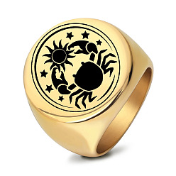 Золотой Перстни-печатки из нержавеющей стали в стиле панк для мужчин, краб, золотые, размер США 14 (23 мм)