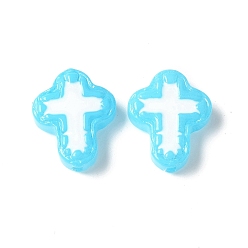 Темно-Голубой Бусины из стеклянной эмали, окрашенные методом запекания, бусины ручной работы, крестик, глубокое синее небо, 14.5x11.5x4 мм, отверстие : 1 мм