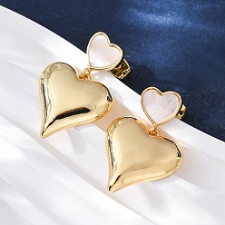 Настоящее золото 18K Серьги-гвоздики в форме сердца из латуни, с уха орехов, без кадмия и без свинца, стойки покрытие, долговечный, реальный 18 k позолоченный, 27.5x18.5 мм