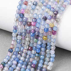 Светлый Стально-синий Природные Агат бисера нити, окрашенные, граненые, круглые, светло-стальной синий, 4 мм, отверстие : 0.8 мм, около 90~92 шт / нитка, 14 дюйм