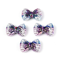 Фиолетовый УФ-покрытие, напечатанное на непрозрачных акриловых бусинах, радужный, бантом, фиолетовые, 16x24x7.5 мм, отверстие : 2 мм