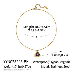 Фиолетовый 304 Женские ожерелья с треугольными подвесками из нержавеющей стали и стекла, реальный 18 k позолоченный, фиолетовые, 15.75 дюйм (40 см)