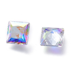 Хрусталь AB Кубического циркония указал назад кабошоны, граненые квадратные, хрусталь AB, 7x7x4 мм