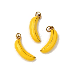 Банан 304 подвески из нержавеющей стали, с эмалью и кольцом для прыжков, стойки покрытие, долговечный, ионное покрытие (ip), реальный 18 k позолоченный, банан, 19x8x5 мм