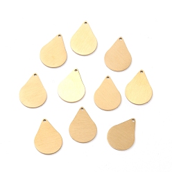 Золотой Ионное покрытие (ip) 304 подвески из нержавеющей стали, двухсторонний подъемный стол, пустая бирка с матовой отделкой, слеза, золотые, 18x13x1 мм, отверстие : 1.2 мм