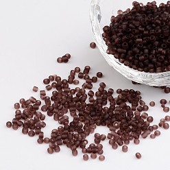 Rosy Brown Glass Seed Beads, Frosted Colors, Round, Rosy Brown, 3mm