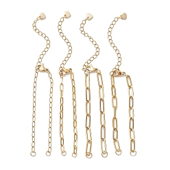 Золотой 304 и 201 изготовление браслета из цепочек из нержавеющей стали с помощью скрепки, золотые, 5.51~5.87 дюйм (14~14.9 см)