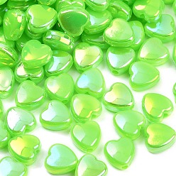 Зеленый газон 2631пластиковые бусины шт., сердце, с покрытием AB цвета, зеленый газон, 9x9x4.5 мм, отверстие : 1.6 мм