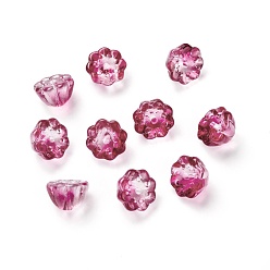 Фуксиновый Прозрачные стеклянные бусины, лотоса стручок, красно-фиолетовые, 10.5x6.5 мм, отверстие : 1.4 мм