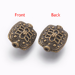Antique Bronze Tibetan Style Beads, Zinc Alloy Beads, Antique Bronze Color, Rectangle, Lead Free & Nickel Free & Cadmium Free, 11mm wide, 13mm long, 6.5mm thick, hole: 1.5mm