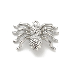 Spider Хэллоуин латунные подвески, стойки покрытие, долговечный, без свинца и без кадмия, платина, паук, 16.5x23.5x8 мм, отверстие : 1.6 мм
