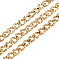 Золотой 304 бордюрные цепи из нержавеющей стали, ионное покрытие (ip), несварные, с катушкой, золотые, 10x7x3 мм