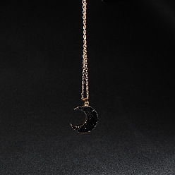 Черный Ожерелья из сплава смолы с подвеской в виде полумесяца, золотые, чёрные, 15.75 дюйм (40 см)