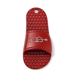 Dark Red Spray Painted Alloy Pendants, Slipper Shape, Dark Red, 41x18x7.5mm, Hole: 2mm