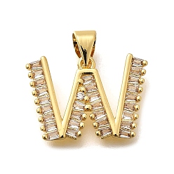Letter W Стойка металлическая латунная микропрофилированная кубическая циркония подвески, долговечный, без свинца и без кадмия, реальный 18 k позолоченный, письмо амулеты, Буква W, 13x19x2 мм отверстие: 5x3 мм