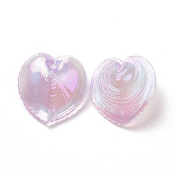 Pearl Pink UV Plating Rainbow Iridescent Acrylic Pendants, Glitter, Heart Charm, Pearl Pink, 30.5x30x11mm, Hole: 1.8mm