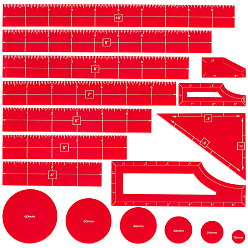 Красный 1 набор акриловых линеек, измерительный инструмент для швейных проектов, прозрачные, красные, 15~152x15~51x3 мм