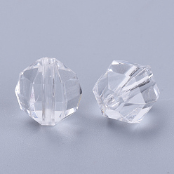 Clear Transparent Acrylic Beads, Faceted, Round, Clear, 10x10mm, Hole: 1.8mm, about 940pcs/500g