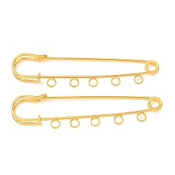 Oro Imperdibles de hierro, piezas para broches, Alfileres para falda escocesa con cinco presillas, chapado en rack, dorado, 22x80x6 mm, agujero: 3.5 mm