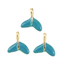 Бирюза Латунь эмаль прелести, долгоиграющий, прелести рыбий хвост, стойки покрытие, без свинца и без кадмия, реальный 18 k позолоченный, бирюзовые, 9x9x3 мм