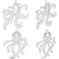 Нержавеющая Сталь Цвет 6 шт 2 стили 304 подвески из нержавеющей стали, прелести осьминога, цвет нержавеющей стали, 37~37.5x31~32.5x3~4 мм, отверстие : 2 мм, 3 шт / стиль