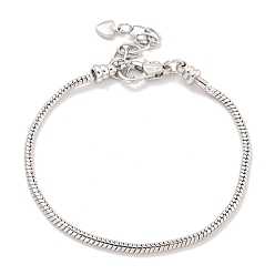 Платина 3мм латунные круглые браслеты в европейском стиле со змеиной цепочкой для изготовления ювелирных изделий, с карабин-лобстерами , без кадмия, без никеля и без свинца, платина, 8 дюйм (20.3 см)