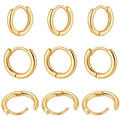 Настоящее золото 14K 10 пары латунных серег-колец Huggie Hoop, кольцо, реальный 14 k позолоченный, 12 калибр (2 мм), 13.5x13x2 мм, штифты : 1 мм