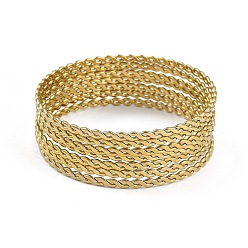 Золотой 7шт. вакуумное напыление PVD вакуумное напыление 201 наборы браслетов из нержавеющей стали, круглые браслеты с крутящим моментом для женщин, золотые, внутренний диаметр: 2-1/2 дюйм (6.5 см)