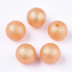 Коралловый Акриловые имитация жемчужные бусы, морщин / текстурированный, круглые, коралл, 20x19 мм, Отверстие : 2.5 мм , около 110 шт / 500 г