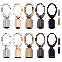 (52) Непрозрачная лаванда 10шт. 5 цвета цинковый сплав наконечники шнура, с карабинами и винтами, разноцветные, 61.5~66x24.5x14~17.5 мм, 2 шт / цвет