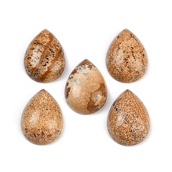 Пейзажный Джаспер Естественная картина яшма кабошоны, слеза, 20~20.5x15~15.5x6.5~7 мм