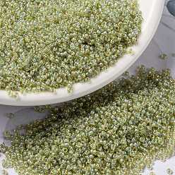 (RR359) Pale Blue Lined Light Topaz Luster MIYUKI Round Rocailles Beads, Japanese Seed Beads, 15/0, (RR359) Pale Blue Lined Light Topaz Luster, 1.5mm, Hole: 0.7mm, about 250000pcs/pound
