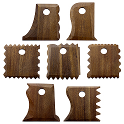Mixed Shapes 7Pcs Pine Wood Modeling Tools, Ceramic & Clay Tools, Mixed Shapes, 80x63.5~82x5.5mm, Hole: 15mm