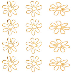 Без Покрытия 12 шт латунные большие подвески, полый, , золотые, 55x56x1 мм, отверстие : 1.4 мм