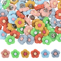 (52) Непрозрачная лаванда 60 шт. 6 цвета 1 пуговицы с пластиковой ножкой и железным отверстием, цветок, платина, разноцветные, 12.5x13x8.5 мм, отверстие : 1.8 мм, 10 шт / цвет