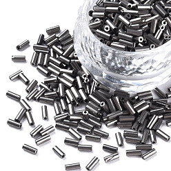 Серое Покрытие Металлические цвета стеклянные бусы, круглое отверстие, серые, 3~8x2 мм, отверстие : 0.7 мм, около 450 г / фунт