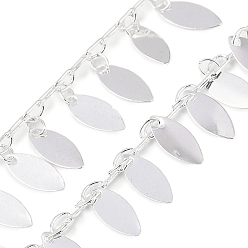 Серебро Латунные цепочки ручной работы с конскими ушками, для ожерелья браслеты решений, долговечный, пайки, с катушкой, серебряные, 6x6x1 мм, около 16.40 футов (5 м) / рулон